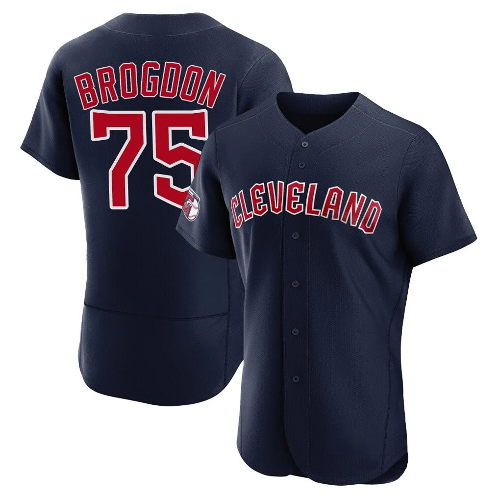 Cleveland Guardians #75 Connor Brogdon Player Navy Fotopoulosg Limited Elite Home Stitched Jerseys