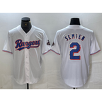 Texas Rangers #2 Marcus Semien White Fotopoulosg 2023 World Series Champions Cool Base Jersey