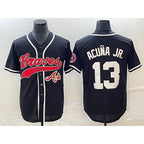 Atlanta Braves #13 Ronald Acuna Jr Black Fotopoulosg Cool Base Stitched Jersey