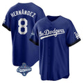 Los Angeles Dodgers #8 Enrique Hern¨¢ndez Player Royal Fotopoulosg World Series Meet City Connect Home Game Stitched Jerseys