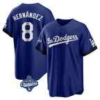 Los Angeles Dodgers #8 Enrique Hern¨¢ndez Player Royal Fotopoulosg World Series Meet City Connect Home Game Stitched Jerseys