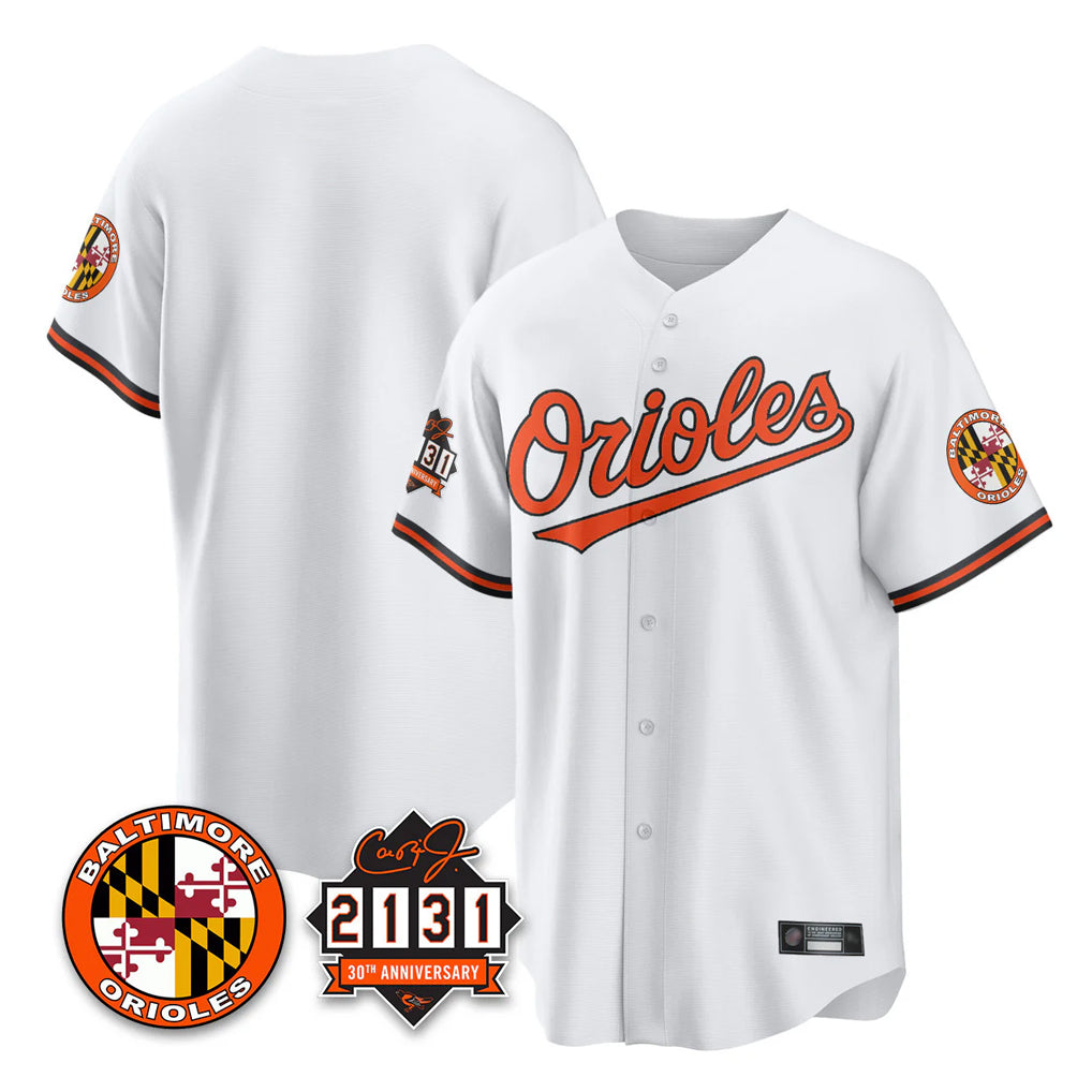 Baltimore Orioles White Fotopoulosg 30th Anniversary of 2131 Home Game Blank Player Stitched Jerseys