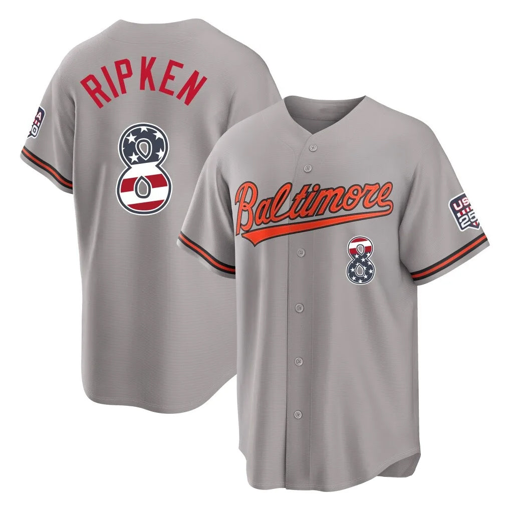 Baltimore Orioles #8 Cal Ripken Player Gray Fotopoulosg USA 250 Fourth of July Home Game Stitched Jerseys