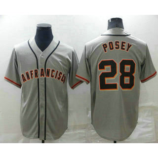 San Francisco Giants #28 Buster Posey Grey Fotopoulosg Stitched Cool Base Jersey