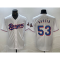 Texas Rangers #53 Adolis Garcia White Fotopoulosg 2023 World Series Champions Cool Base Jersey