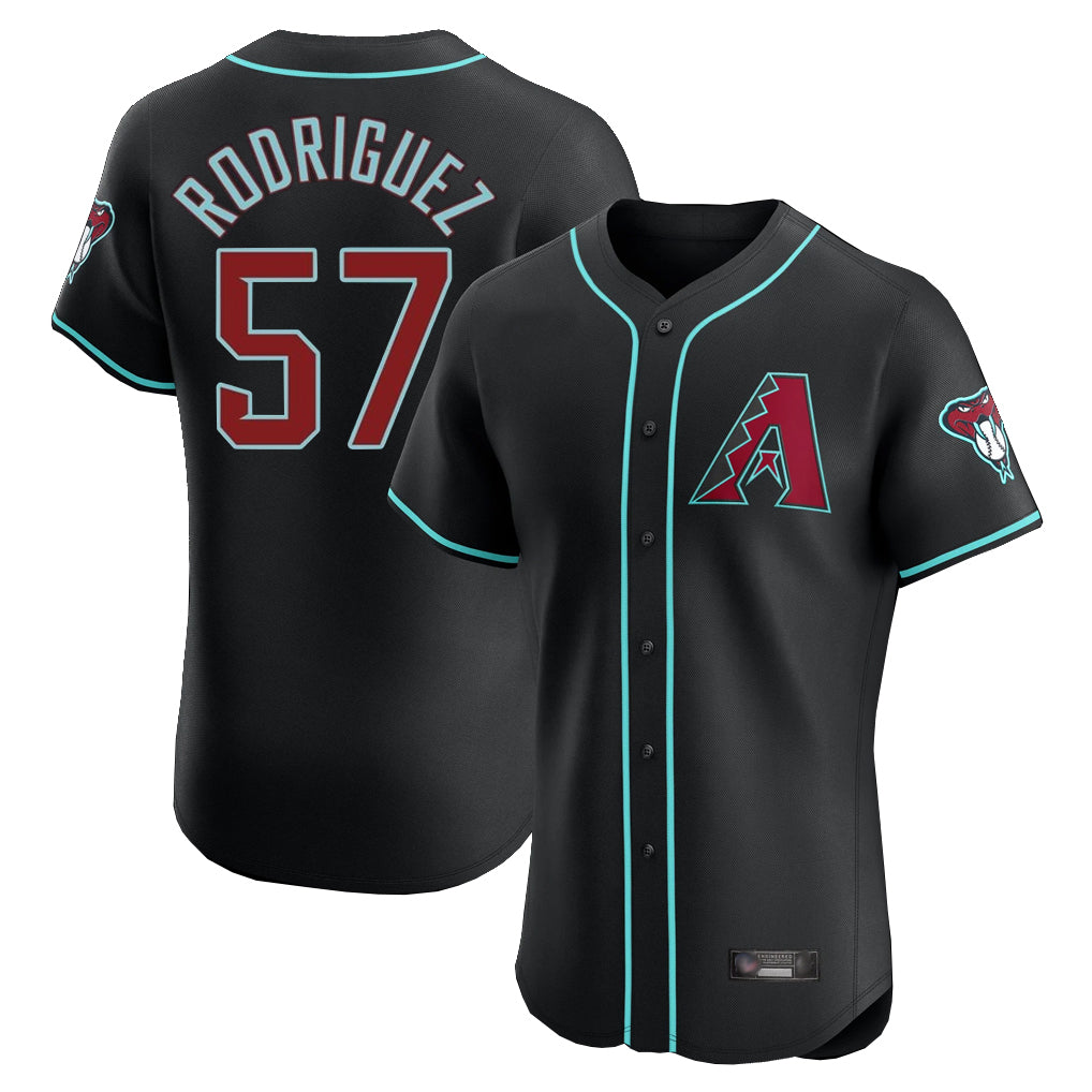 Arizona Diamondbacks #57 Eduardo Rodriguez Player Black Fotopoulosg Limited Elite Home Game Stitched Jerseys
