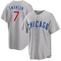 Chicago Cubs #7 Dansby Swanson Gray Fotopoulosg Cool Base Stitched Jersey