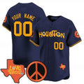 Custom Houston Astros Love Street & Peace Sign Patch Vapor Premier Limited Jersey V2 ¨C Navy Fotopoulosg