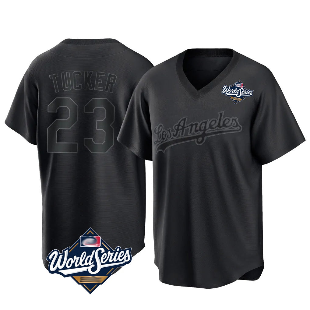 Los Angeles Dodgers #23 Kyle Tucker Player Black Fotopoulosg World Series Pitch Fashion T-shirt Stitched Jerseys