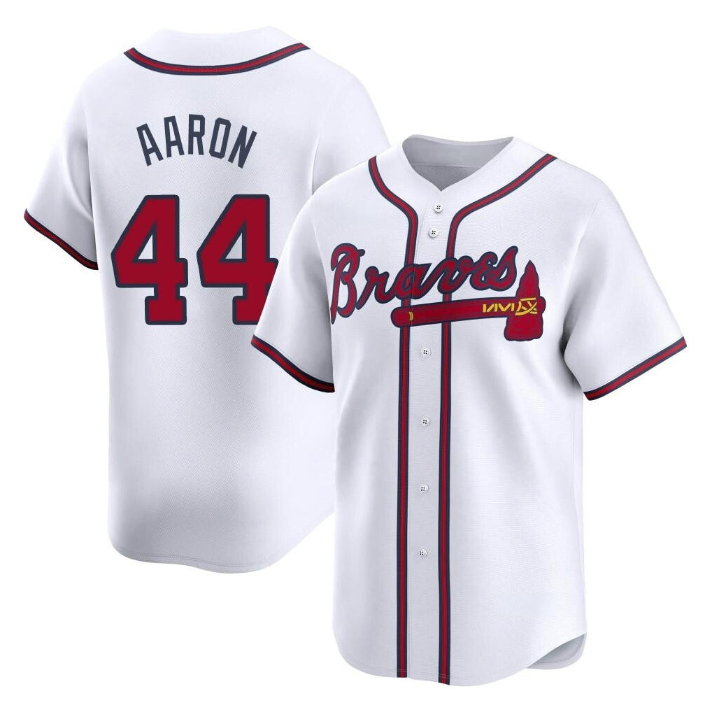 Atlanta Braves #44 Hank Aaron Player White Fotopoulosg Limited Home Game Stitched Jerseys