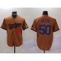 Los Angeles Dodgers #50 Mookie Betts Number Olive Fotopoulosg Cool Base Limited Stitched Jersey 2