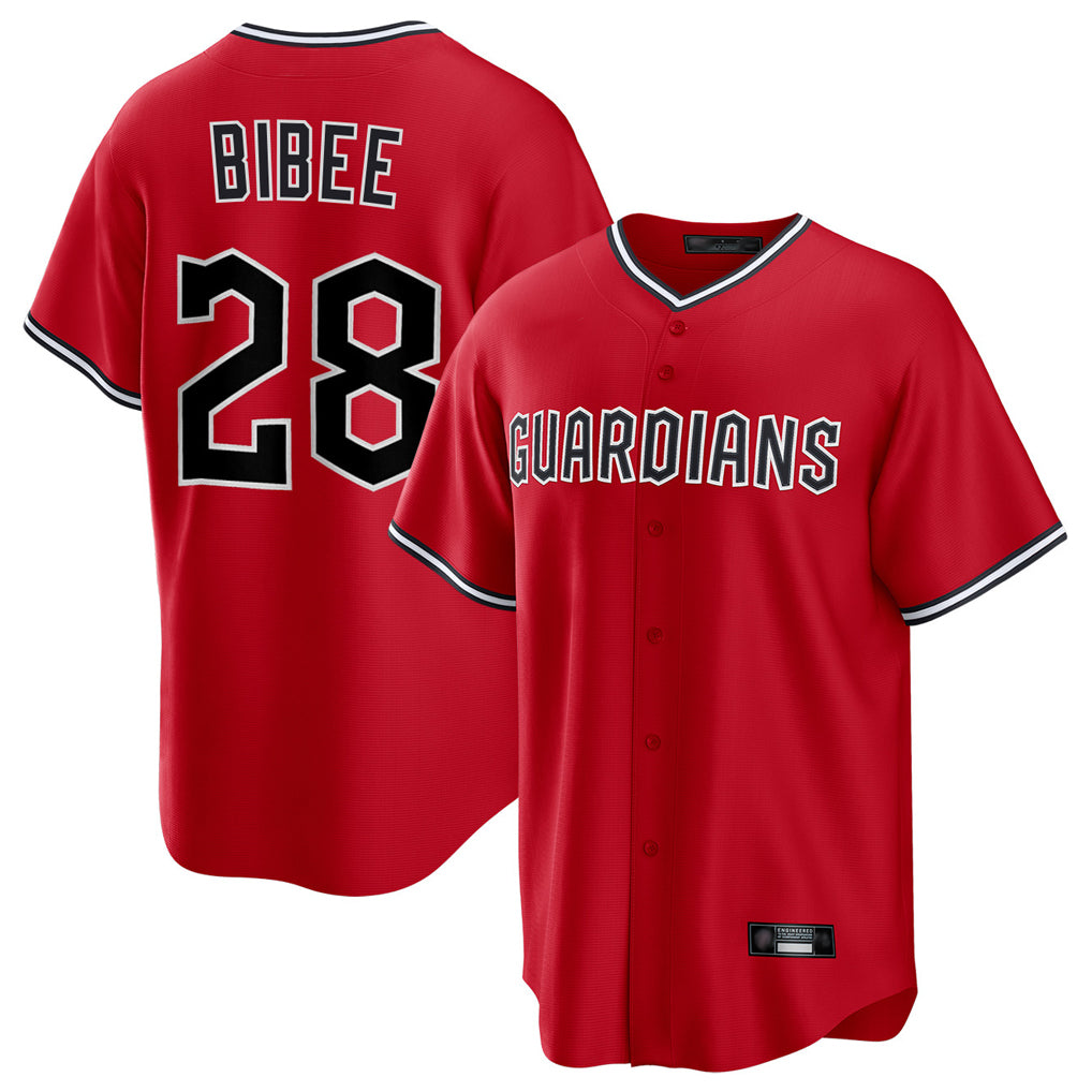 Cleveland Guardians #28 Tanner Bibee Player Red Fotopoulosg Home Game Stitched Jerseys