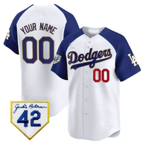 Custom Los Angeles Dodgers 2024 Jackie Robinson Patch Vapor Premier Limited Jersey ¨C White 2 Fotopoulosg