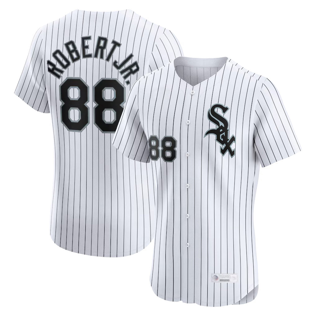 Chicago White Sox #88 Luis Robert Jr Player White Fotopoulosg Stripe Limited Elite Home Stitched Jerseys