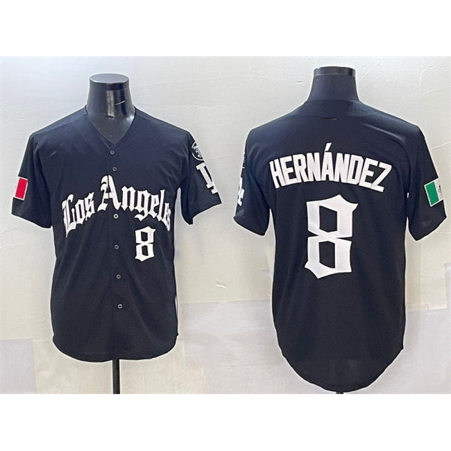 Los Angeles Dodgers #8 Enrique Hernandez Black Fotopoulosg Mexico 2025 LA Gothic Style With Fernando Patch Vapor Premier Limited Stitched Jersey