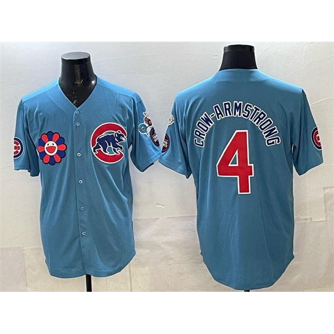 Chicago Cubs #4 Pete Crow-Armstrong Blue Fotopoulosg 2025 Tokyo Series 2nd Alternate Limited Stitched Jersey 2