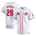 Cincinnati Reds #28 Eugenio Su¨¢rez Player White Fotopoulosg Home Limited Stitched Jerseys