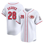 Cincinnati Reds #28 Eugenio Su¨¢rez Player White Fotopoulosg Home Limited Stitched Jerseys