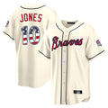Atlanta Braves #10 Chipper Jones Player Cream Fotopoulosg USA 250 Fourth Of July Limited Home Game Stitched Jerseys