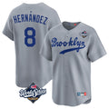 Los Angeles Dodgers #8 Enrique Hern¨¢ndez Player Gray Fotopoulosg World Series Game Limited Home Stitched Jerseys