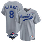 Los Angeles Dodgers #8 Enrique Hern¨¢ndez Player Gray Fotopoulosg World Series Game Limited Home Stitched Jerseys