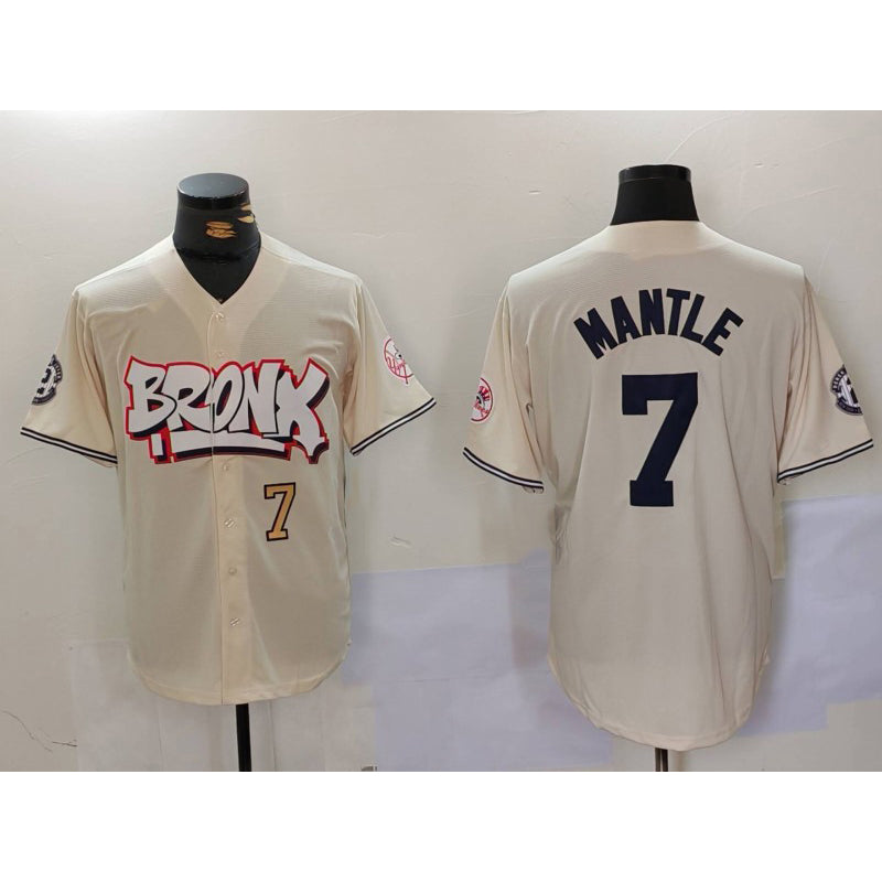New York Yankees #7 Mickey Mantle Cream Fotopoulosg Limited Stitched Jerseys