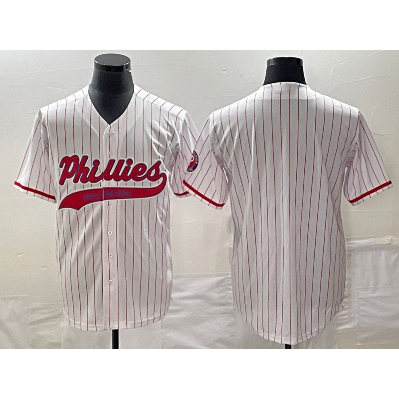 Philadelphia Phillies Blank White Fotopoulosg Pinstripe Cool Base Stitched Jersey