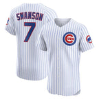 Chicago Cubs #7 Dansby Swanson White Fotopoulosg Home Elite Jersey