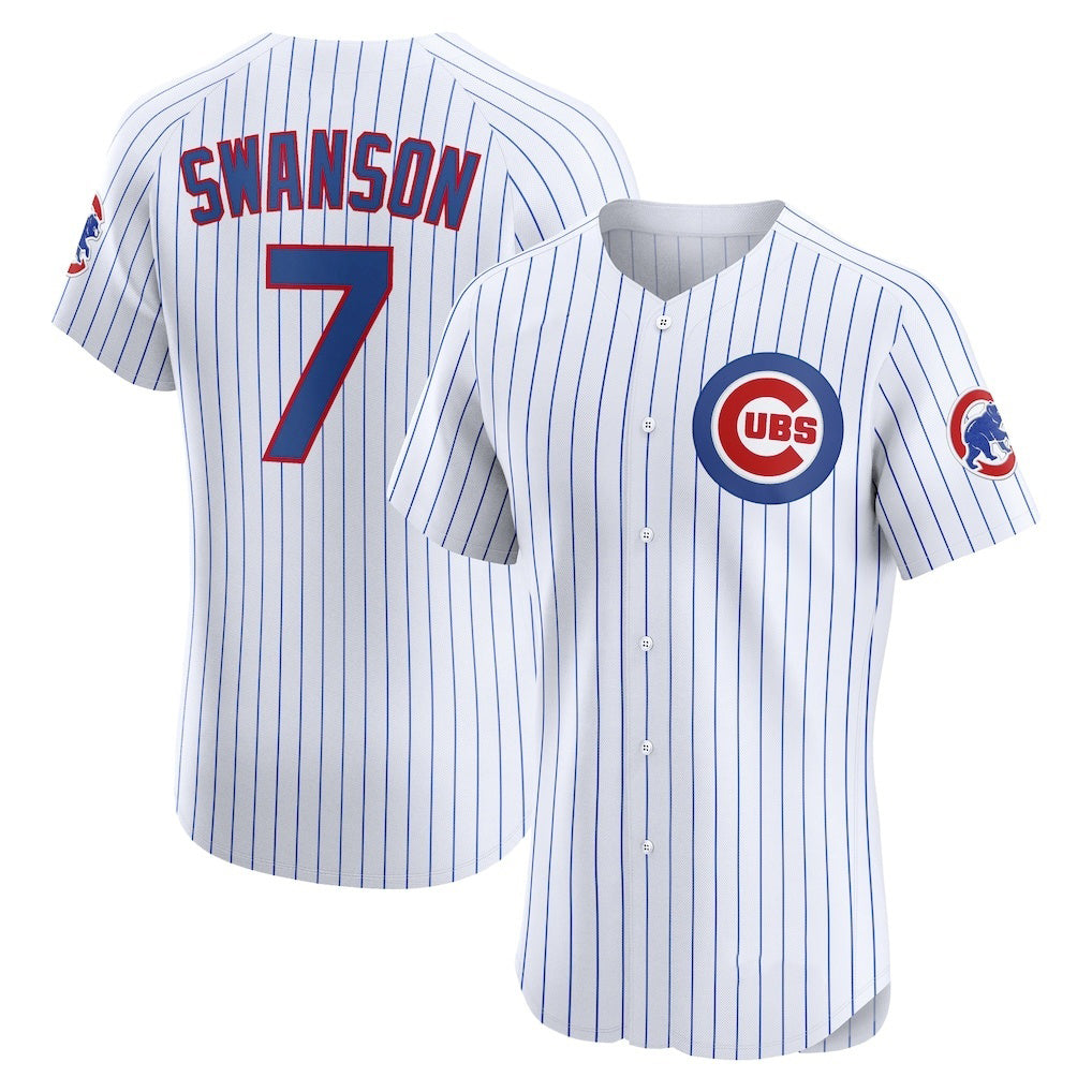 Chicago Cubs #7 Dansby Swanson White Fotopoulosg Home Elite Jersey