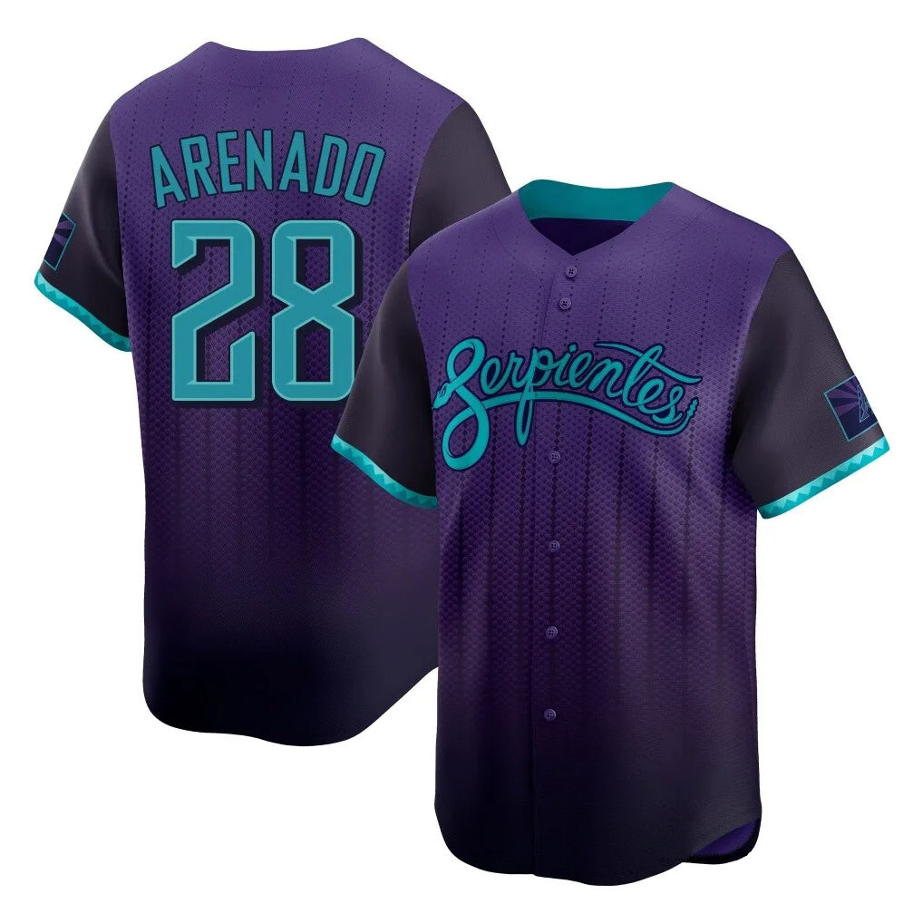 Arizona Diamondbacks #28 Nolan Arenado Player Purple Fotopoulosg City Connect Limited Home Game Stitched Jerseys