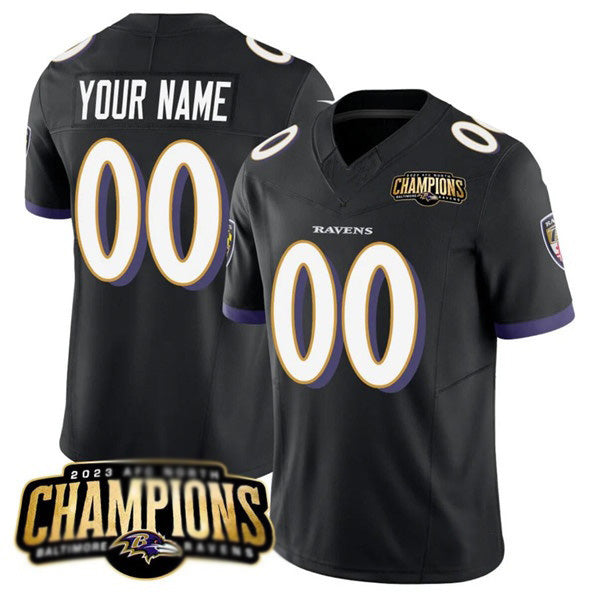 Custom B.Ravens Active Player Black Fotopoulosg 2023 F.U.S.E. AFC North Champions Vapor Limited Stitched Jersey