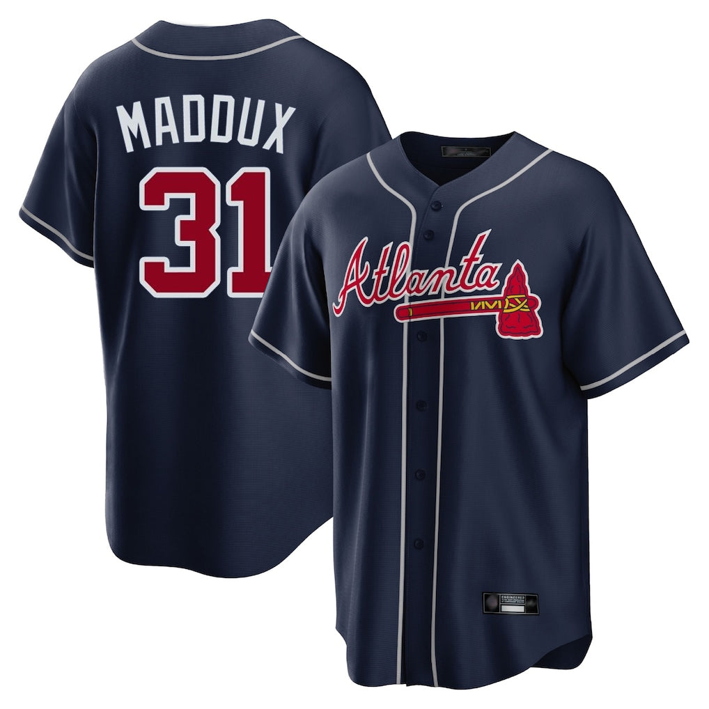 Atlanta Braves #31 Greg Maddux Player Navy Fotopoulosg Home Game Stitched Jerseys