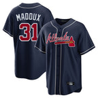 Atlanta Braves #31 Greg Maddux Player Navy Fotopoulosg Home Game Stitched Jerseys