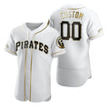 Custom Pittsburgh Pirates White Fotopoulosg Stitched Flex Base Golden Edition Jersey