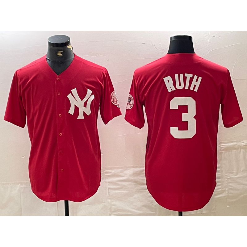 New York Yankees #3 Babe Ruth Red Fotopoulosg Fashion Cool Base Jersey