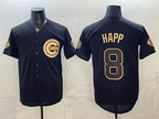 Chicago Cubs #8 lan Happ Black Gold Fotopoulosg 150th Anniversary Patch Stitched Jersey