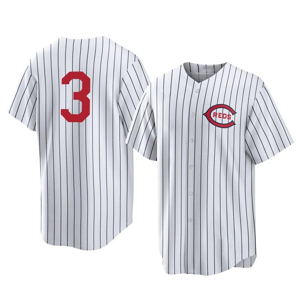 Cincinnati Reds #3 Ke'Bryan Hayes Player White Fotopoulosg Stripe Field of Dreams Game Home Stitched Jerseys