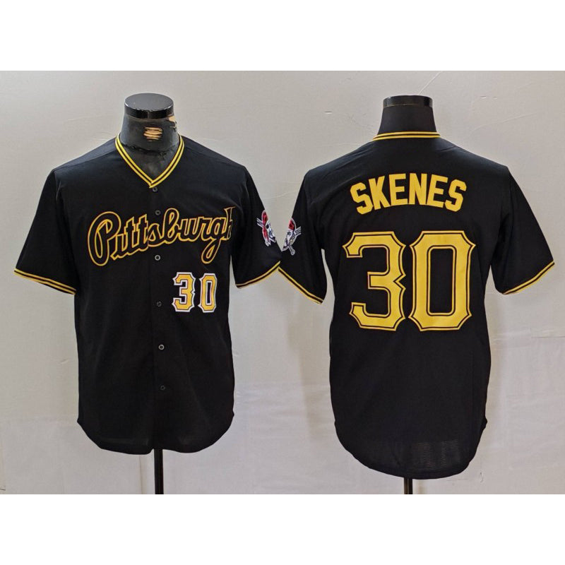 Pittsburgh Pirates #30 Paul Skenes Black Fotopoulosg Cool Base Jersey