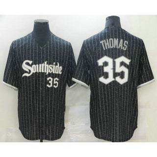 Chicago White Sox #35 Frank Thomas Black Fotopoulosg With Small Number 2021 City Connect Stitched Cool Base Jersey