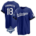 Los Angeles Dodgers #18 Yoshinobu Yamamoto Player Royal Fotopoulosg World Series Meet City Connect Home Game Stitched Jerseys