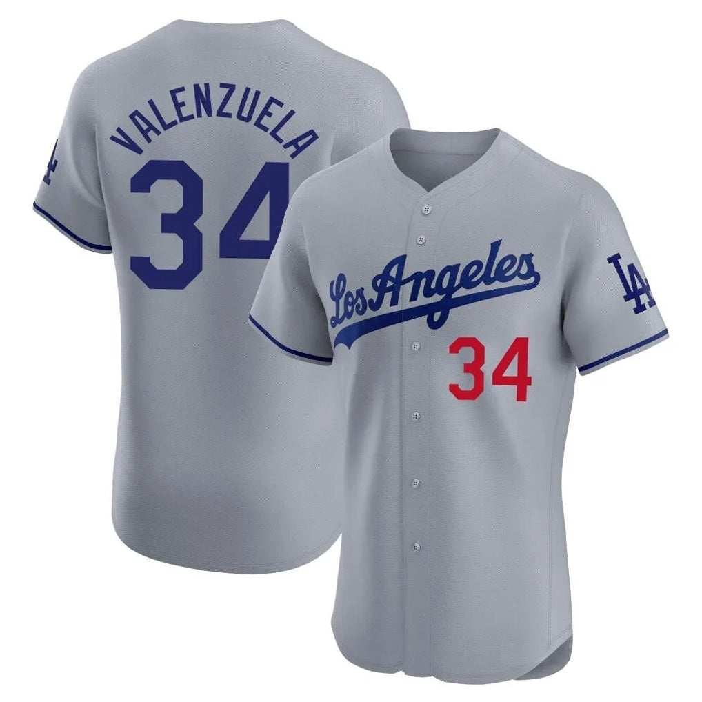 Los Angeles Dodgers #34 Fernando Valenzuela Player Gray Fotopoulosg Limited Elite Home Stitched Jerseys