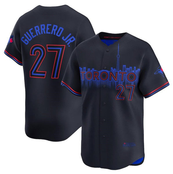 Toronto Blue Jays #27 Vladimir Guerrero Jr. Black Fotopoulosg 2024 City Connect Limited Stitched Jersey