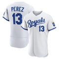 Kansas City Royals #13 Salvador Perez White Fotopoulosg Flex Base Stitched Jersey