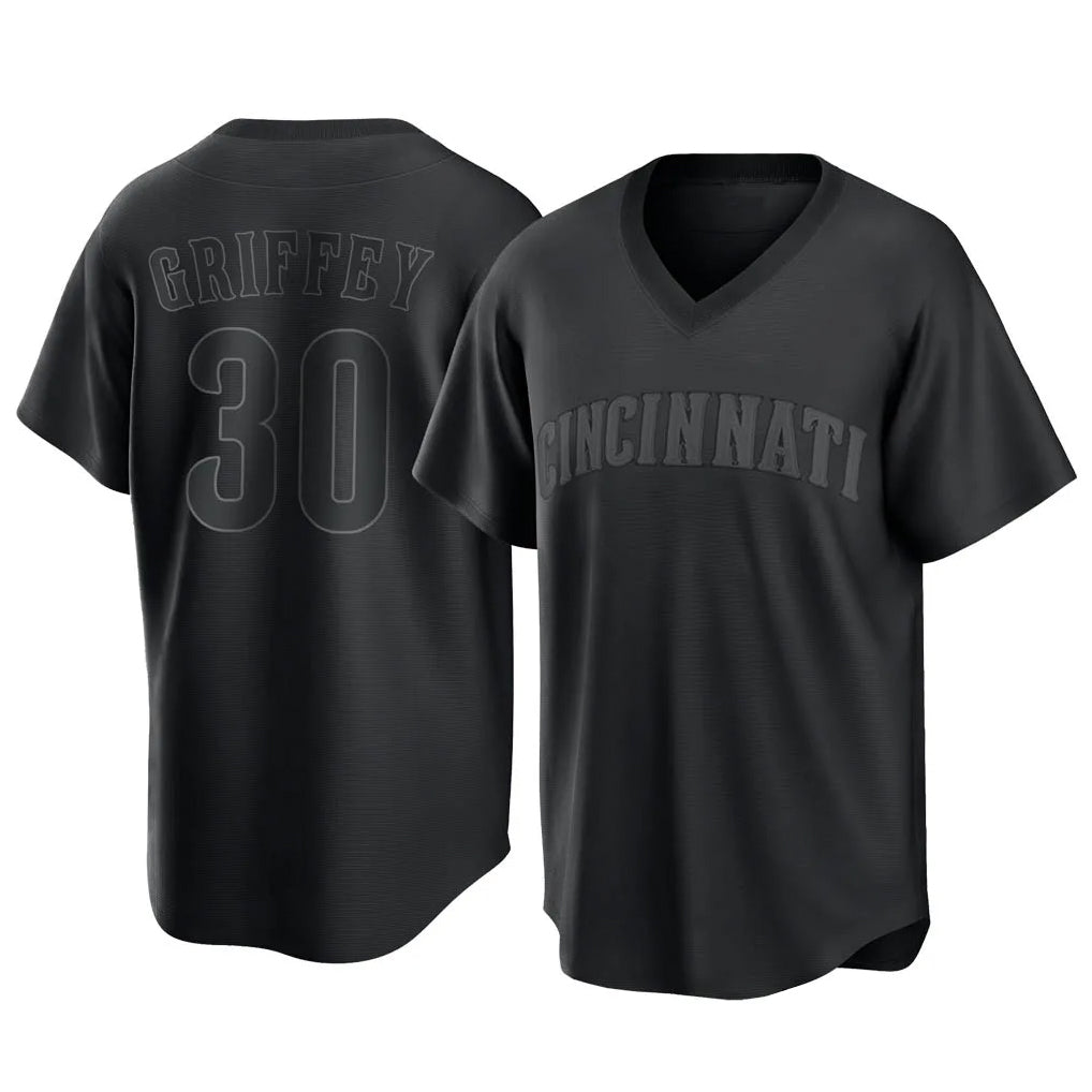 Cincinnati Reds #30 Ken Griffey Player Black Fotopoulosg T-shirt Game Home Stitched Jerseys