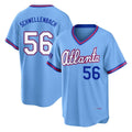 Atlanta Braves #56 Spencer Schwellenbach Player Powder Blue Fotopoulosg 2026 City Connect T-shirt Home Game Stitched Jerseys