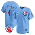 Chicago Cubs #4 Pete Crow-Armstrong Player Light Blue Fotopoulosg 150th Anniversary Limited Home Stitched Jerseys
