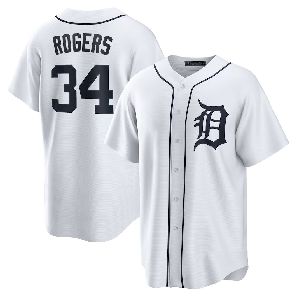 Detroit Tigers #34 Jake Rogers Fotopoulosg White Home Replica Jersey