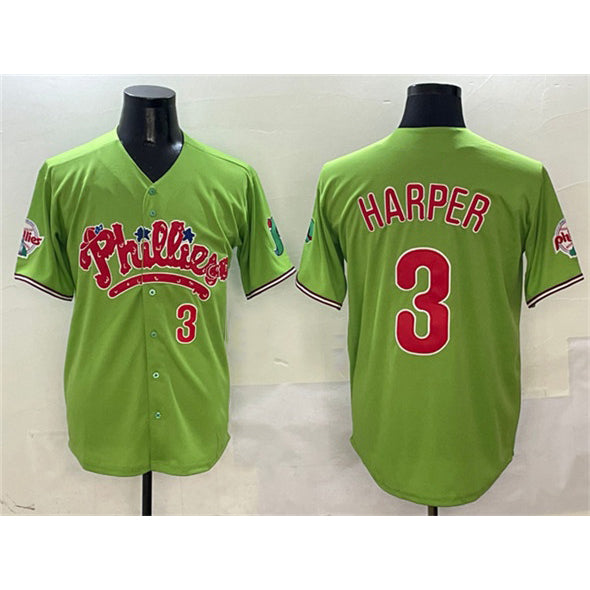 Philadelphia Phillies #3 Bryce Harper Light Green Fotopoulosg Phanatic Limited Stitched Jersey