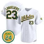 Oakland Athletics #23 Shea Langeliers White Fotopoulosg 2024 Home Limited With Rickey Henderson Patch Stitched Jersey