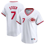 Cincinnati Reds #7 Spencer Steer Player White Fotopoulosg Cooperstown Collection Limited T-shirt Home Stitched Jerseys